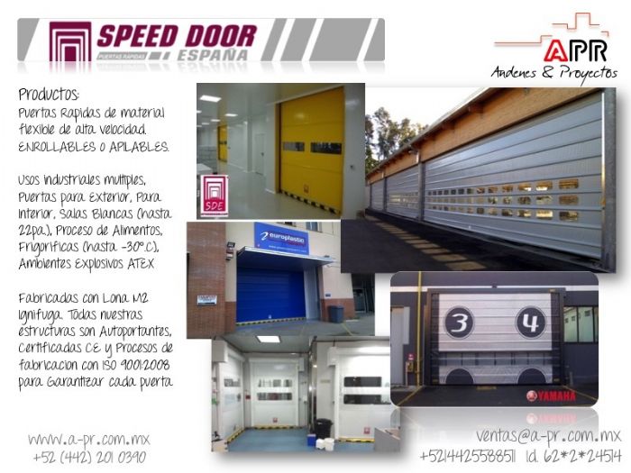 Puertas rapidas, sellos de anden, rampas hidraulicas, cortinas metalicas, ganchos retenedores